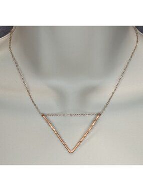 Minimalist Geometric Modern Copper Open Triangle Pendant Necklace